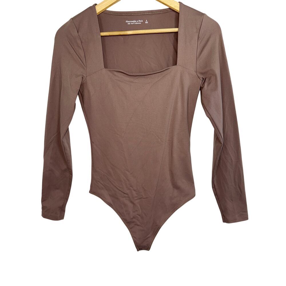 Abercrombie & Fitch Soft AF Brown Square Neck Long Sleeve Bodysuit Womens Size S